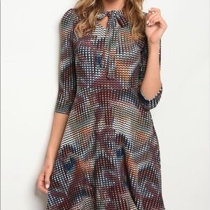 Beautiful 3/4 Sleeve Multicolor Dress​​​​​​​​​​​